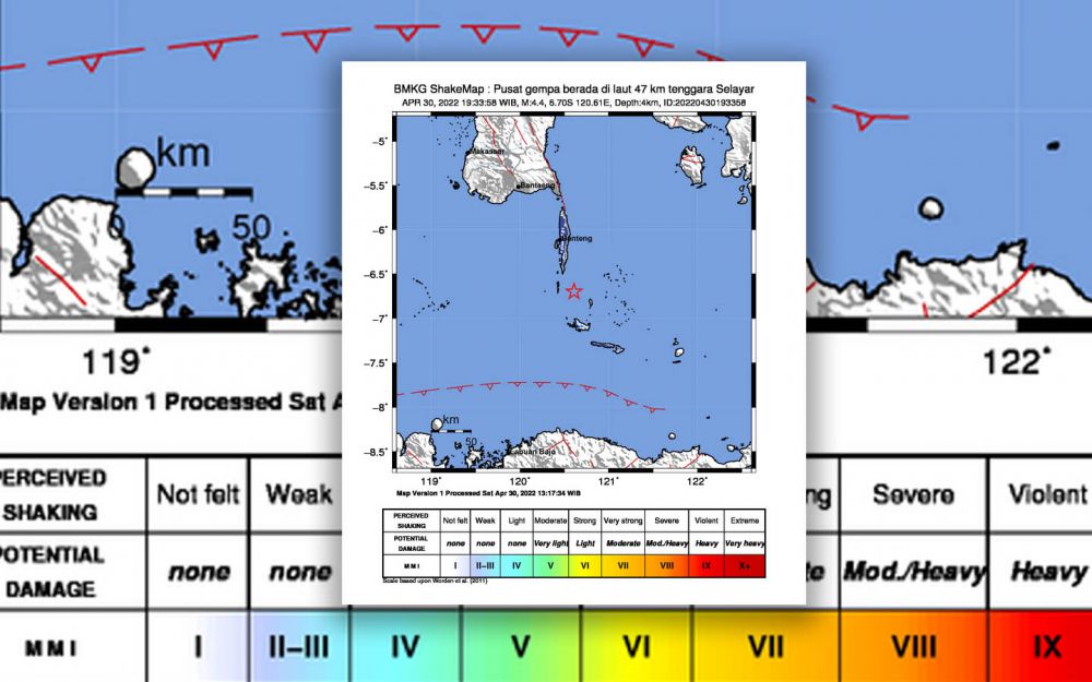 Lokasi titik gempa bumi tektonik goyang laut flores -BMKG
