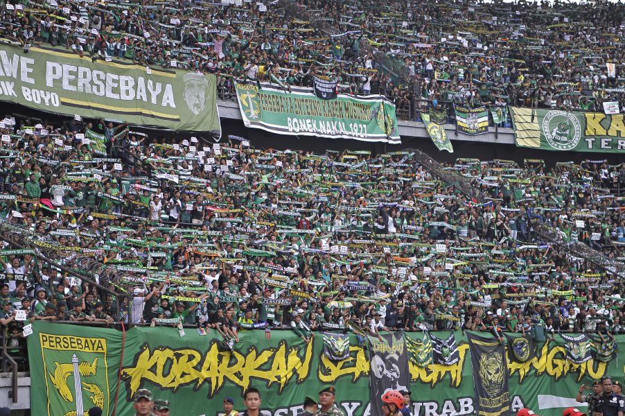 Final pertama Bajul Ijo-julukan Persebaya Surabaya kontra Arema FC di Stadion Gelora Bung Tomo, Surabaya, Jawa Timur, 9 April 2019 lalu.