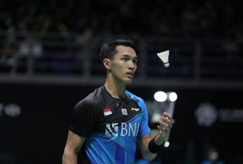 Pebulu tangkis tunggal putra Indonesia Jonatan Christie di Malaysia Open 2022.-pbsi.id-