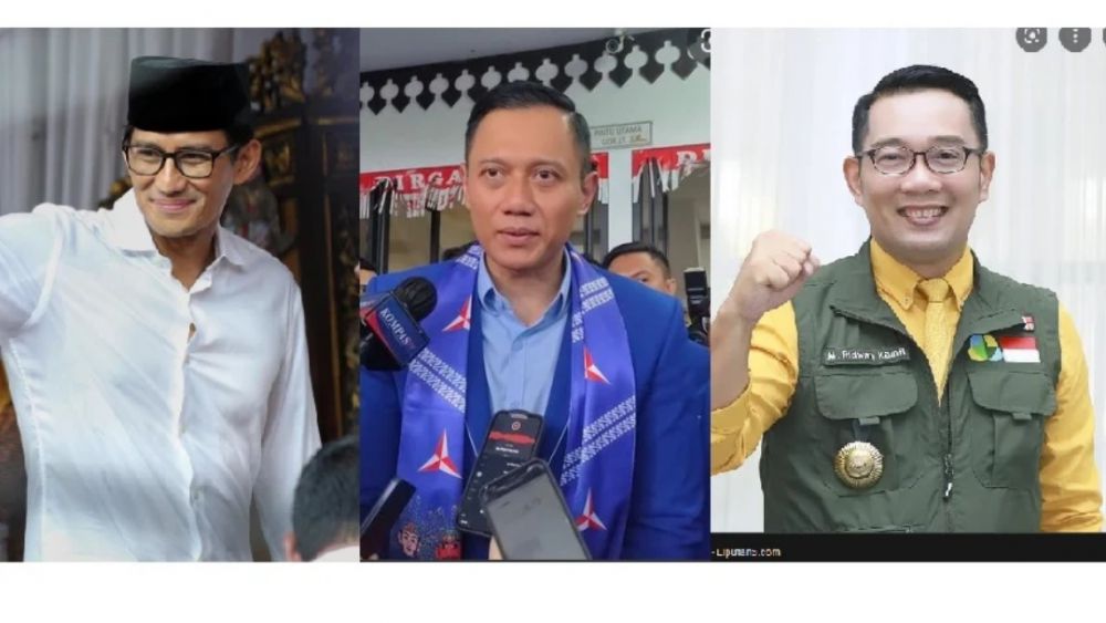 Sandiaga Uno, AHY dan Ridwan Kamil.