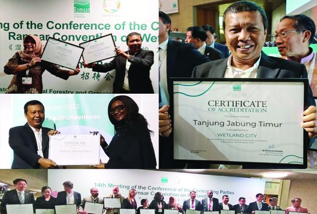 TERIMA AWARD: Romi Hariyanto resmi menerima Ramsar’s Award dari Konvensi Ramsar yang tahun ini diselenggarakan di Jenewa Swiss. 