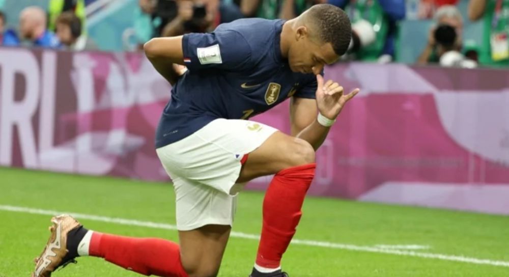 Selebrasi Kylian Mbappe.