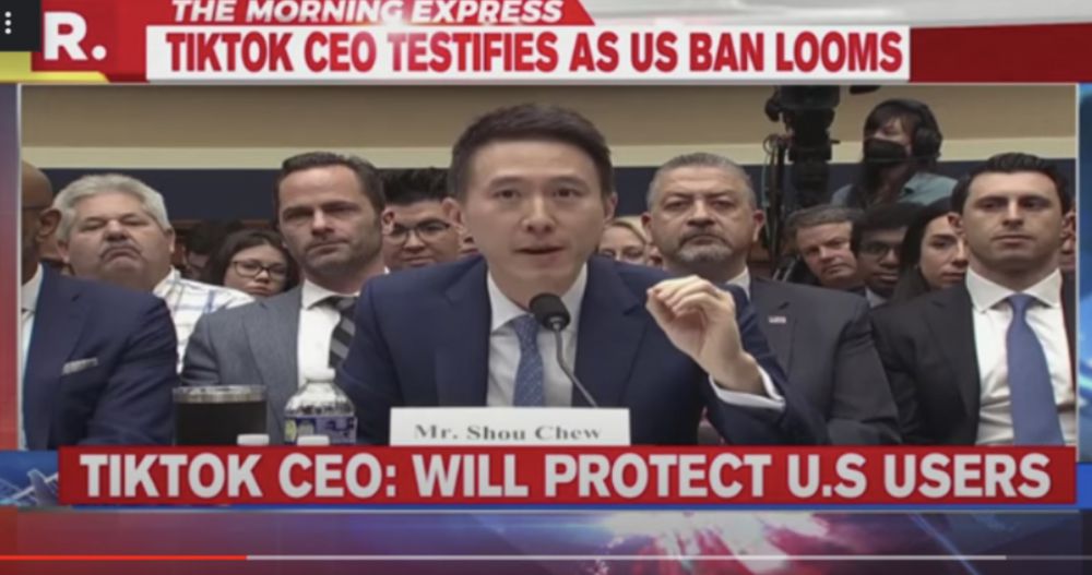 CEO TikTok Zi Chew saat menjelaskan tentang TikTok di depan anggota DPR Amerika Serikat.