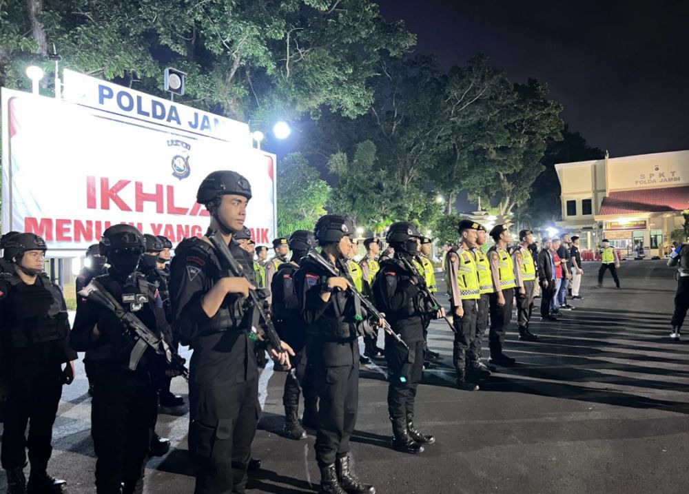 Antisipasi Gangguan Kamtibmas, Tim Gabungan Sat Brimob Polda Jambi Diterjunkan