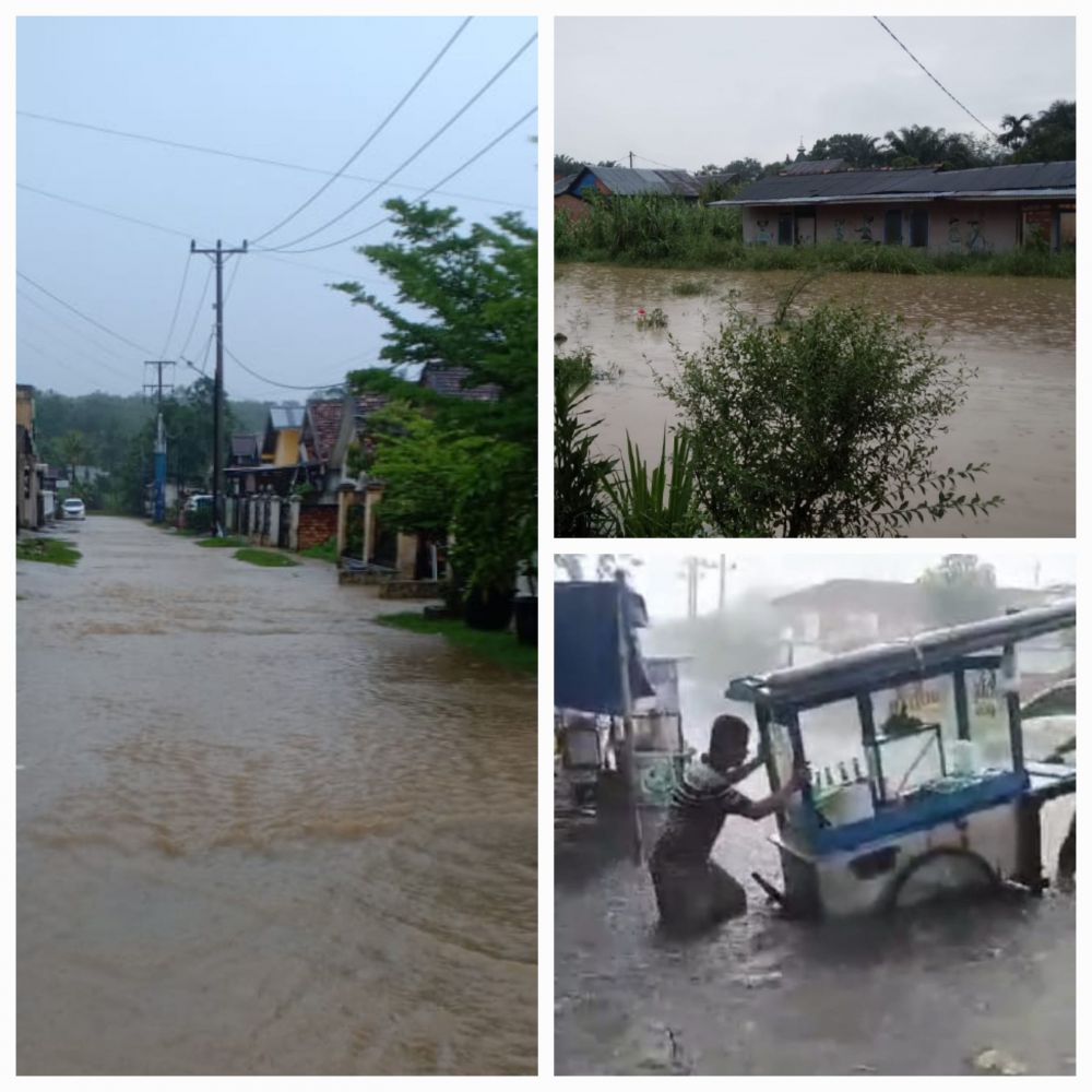 Hujan deras di Kota Jambi.