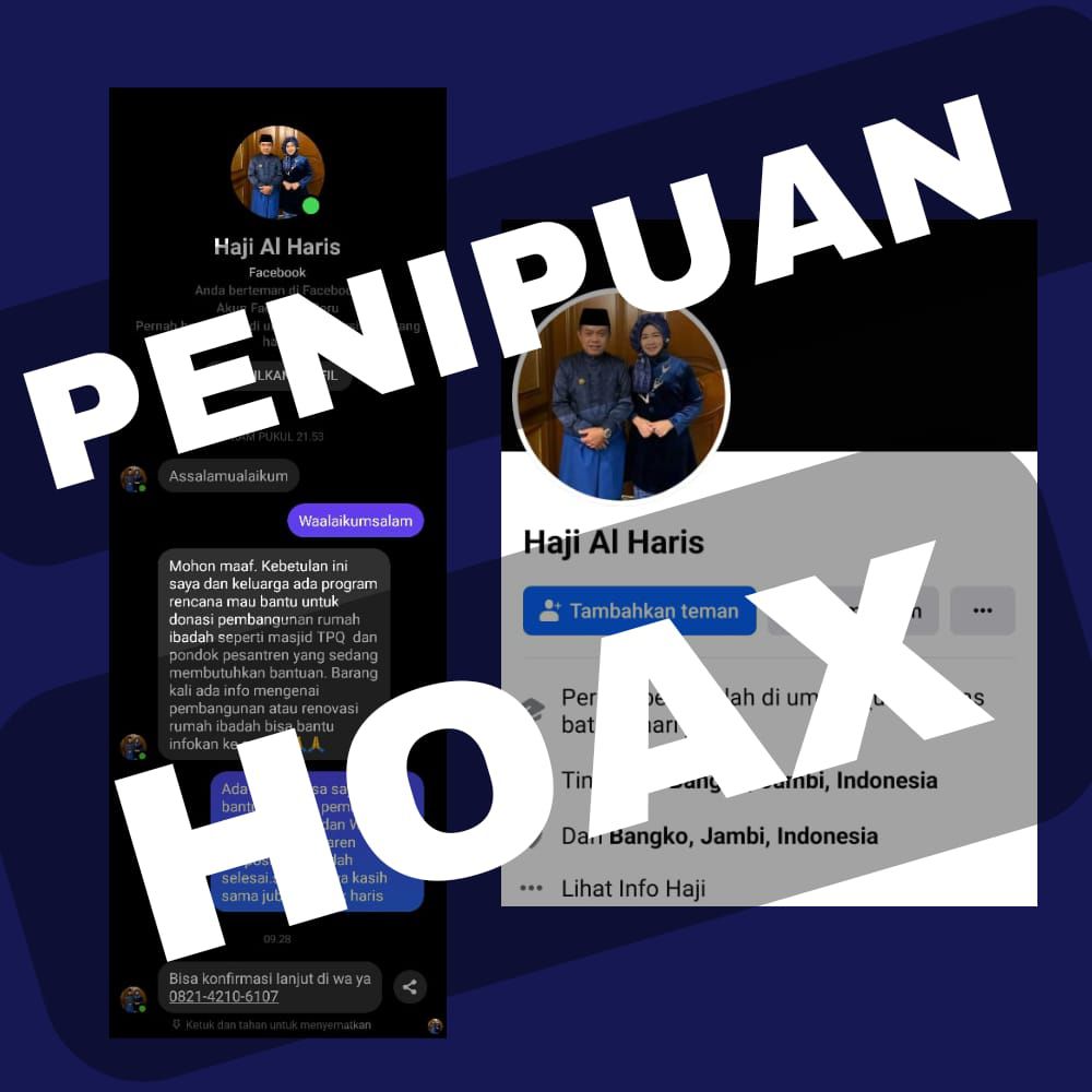 Hati-Hati Penipuan ! Diskominfo Tegaskan Akun Facebook Mengatasnamakan Haji Al Haris Palsu
