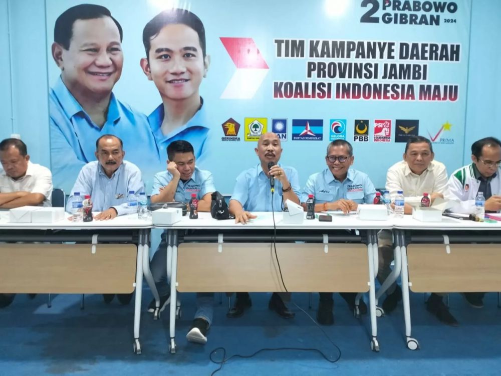 Tim Kampanye Daerah (TKD) Prabowo-Gibran Provinsi Jambi menggelar rapat persiapan Rakorda untuk pemenangan Pilpres 2024.

