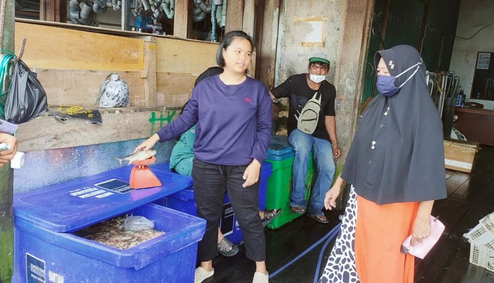 Hasil tangkapan udang nelayan di Kabupaten Tanjabtim, di tampung di penampung udang.
