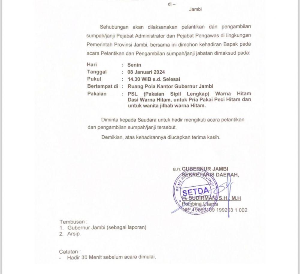 Belasan Pejabat Eselon III dan IV Pemprov Dilantik Hari Ini : 6 Orang Kabid, 7 Orang Kasi