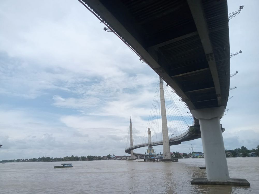 Kondisi debit Sungai Batanghari bertahan sejak dua hari ini di angka 14.80 meter.