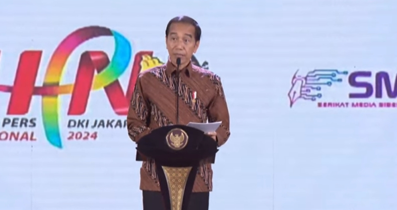 Presiden Jokowi saat menghadiri Puncak Acara HPN 2024.