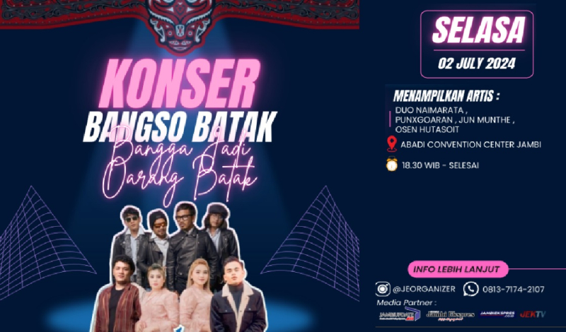 Konser Musik Batak Pertama di Provinsi Jambi, Ini Deretan Artis yang akan Tampil