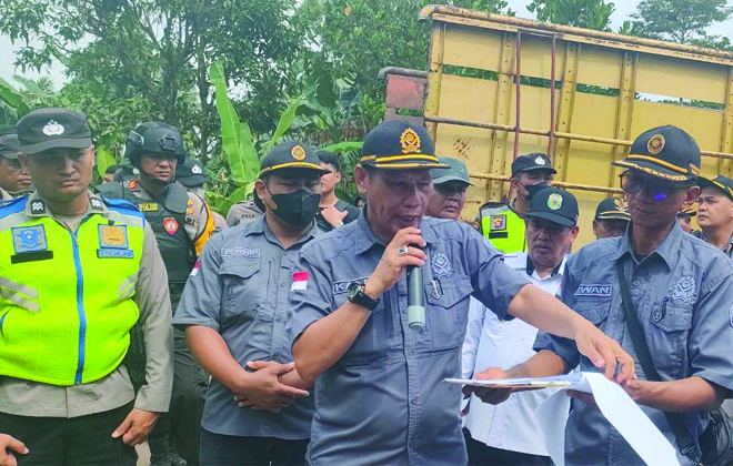 PN Sengeti saat mengeksekusi lahan dikawasan Desa Kasang Pudak Kecamatan Kumpeh Ulu, Kabupaten Muaro Jambi.