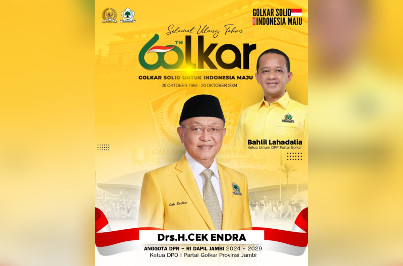 Peringati HUT Ke 60 Partai Golkar, H. Cek Endra Sampaikan Rasa Syukur atas Capaian Partai Golkar