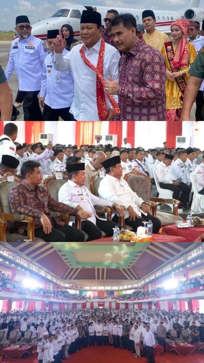 Ketua DPD Partai Gerindra Provinsi Jambi Dr. Ir. H. A.R. Sutan Adil Hendra, MM menyambut kedatangan Prabowo Subianto ketika berkunjung ke Provinsi Jambi. 