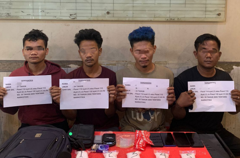 Polresta Jambi Bekuk Empat Pria dalam Kasus Narkotika, Sita Sabu Setengah Kilogram dan Ekstasi