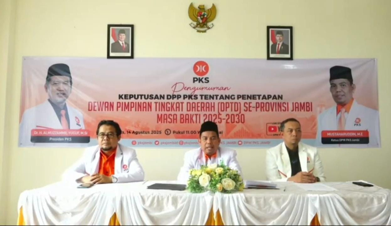 PKS Jambi Resmi Umumkan Pengurus Baru DPD Kabupaten/kota