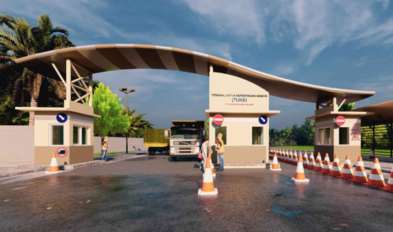 Ilustrasi desain Terminal Untuk Kepentingan Sendiri (TUKS) yang akan dibangun PT Sinar Anugerah Sukses, lokasinya jauh dari intake PDAM