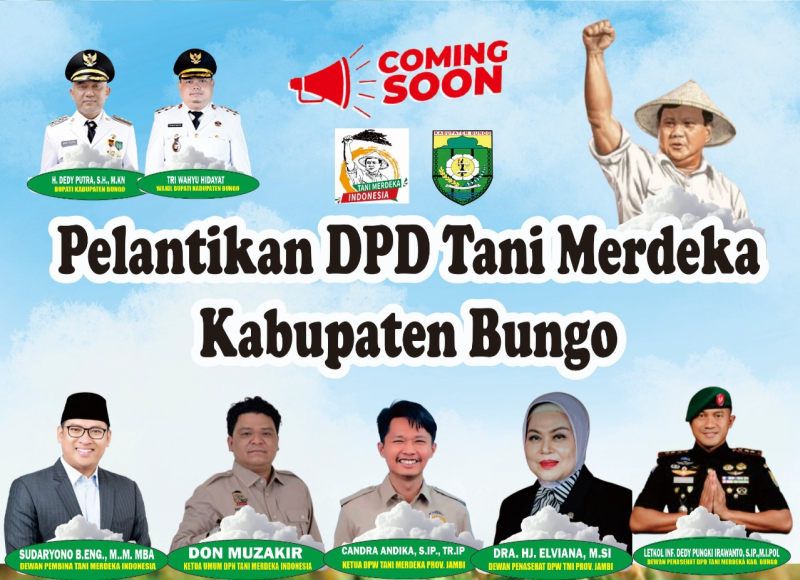 Wamentan Dijadwalkan Hadiri Pelantikan DPD Tani Merdeka Bungo