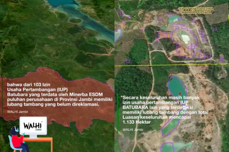Walhi Jambi Ungkap 1.133 Ha Lubang Tambang Belum Direklamasi di Provinsi Jambi