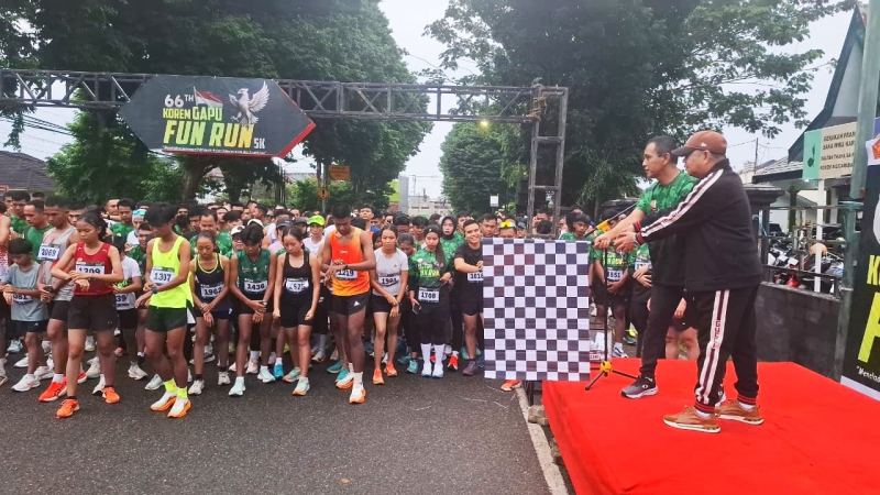 Ribuan Peserta Tumpah Ruah, Fun Run 5K Meriahkan HUT ke-66 Korem 042/Gapu