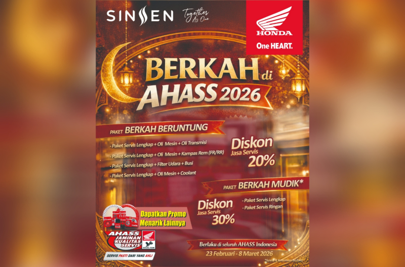 Nikmati Promo BERKAH di AHASS 2026 Honda Jambi Diskon Hingga 30%.
