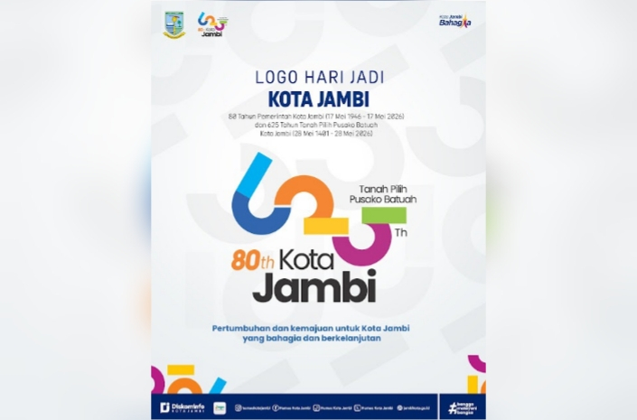 Logo HUT ke-625 Tanah Pilih Pusako Batuah dan HUT Pemkot Jambi ke-80 Resmi Diluncurkan, Usung Semangat Kota Bahagia Berkelanjutan